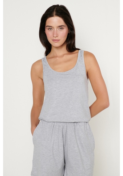 AC&Co / Altınyıldız Classics Kadın Grı Melanj Yumuşak Dokulu Nefes Alabilen Rahat Slim Fit Bisiklet Yaka Esnek Örme Atlet Gri Melanj