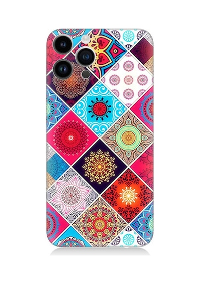 Apple Uyumlu iPhone 14 Pro Silikon Kılıf Pitikare Mandala Desenler