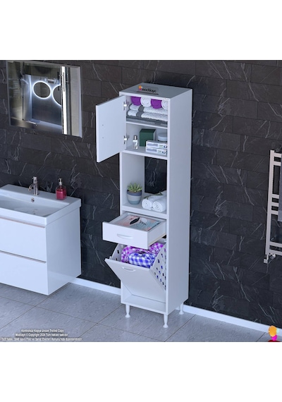 Eliusta Seris Sepetli Ve Çekmeceli Banyo Dolabı G:40 Cm Çok Amaçlı Beyaz Düzenleyici 40x173x32,5 Cm Dolap Beyaz Eliusta Seris Sepetli Ve Çekmeceli Banyo Dolabı G:40 Cm Çok Amaçlı Beyaz Düzenleyici 40x173x32,5 Cm Dolap Beyaz