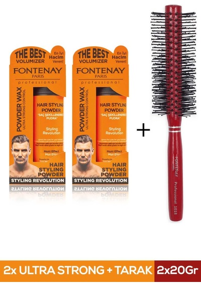 Fontenay Saç Şekillendirici Pudra Toz Wax Ultra Strong Turuncu 20 gr x 2 + 1018 Tarak'ı 3'lü Set