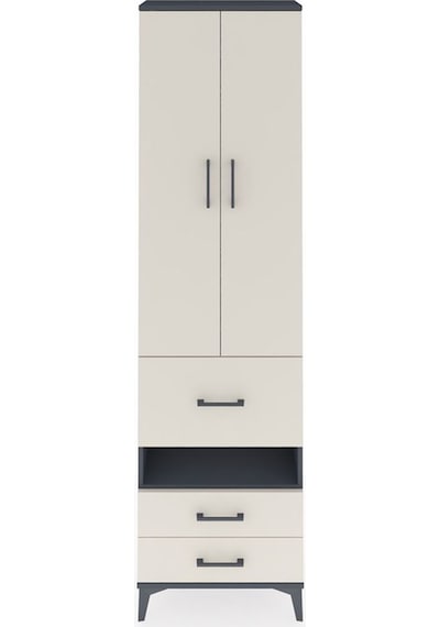 Arges Dolap 3 Raflı 3 Çekmeceli Tek Askılı 60x30x221 Antrasit-aytaşı Antrasit