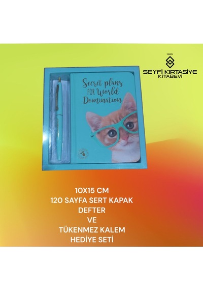 10x15 Cm Çizgili 120 Sayfa Sert Kapak Defter Ve Tükenmez Kalem Hediye Seti Pembe