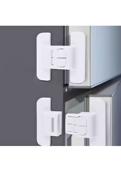 Mucit Home 4 Adet Çocuk Kilidi Buzdolabı Mobilya Çekmece Dolap Kapağı Güvenlik Koruma Kilit Beyaz