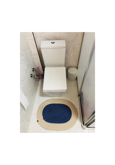 Jüt,hasır,tek Li,banyo Paspası,bohem Tarzı Banyo Takımı, Paspas/40x60 İndigo Krem İndigo Krem