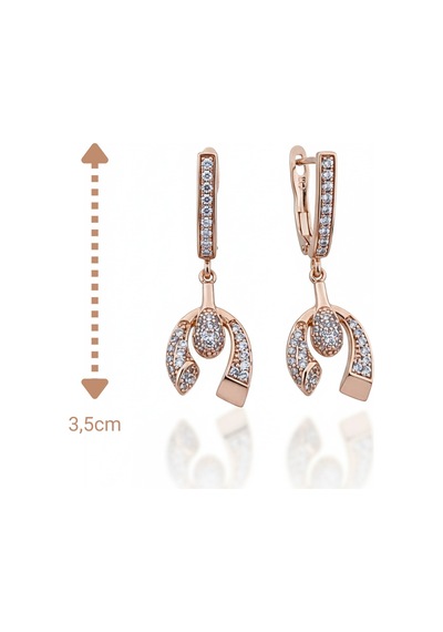 Vip Seri Küpe Xuping At Nalı Şans Tasarım Taşlı Rose Altın Kaplama 3,5cm Rose Gold