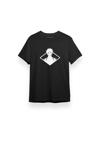 Jujutsu Kaisen Anime Sukuna White Head Siyah Kısa Kol Erkek Tshirt 001