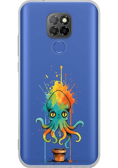 General Mobile Gm 20 İle Uyumlu Splash Ahtapot Tasarımlı Şeffaf Silikon Kılıf 051a