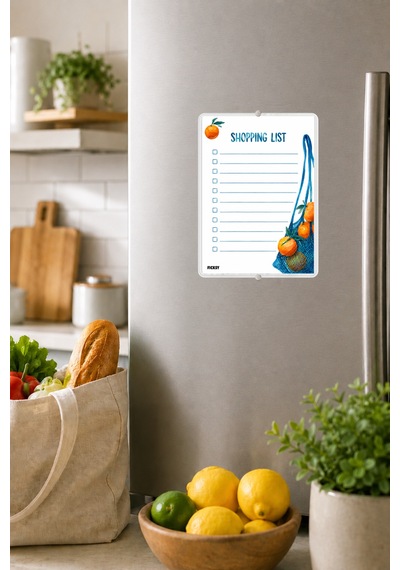 Alışveriş Listesi - A5 - Mıknatıslı - Pvc - Buzdolabı Notluk & Masaüstü - Yaz Sil - Planlayıcı - 4321 Çok Renkli