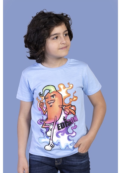 Toontoy Kids Toontoy Erkek Çocuk Acı Biber Baskılı Tişört Mavi