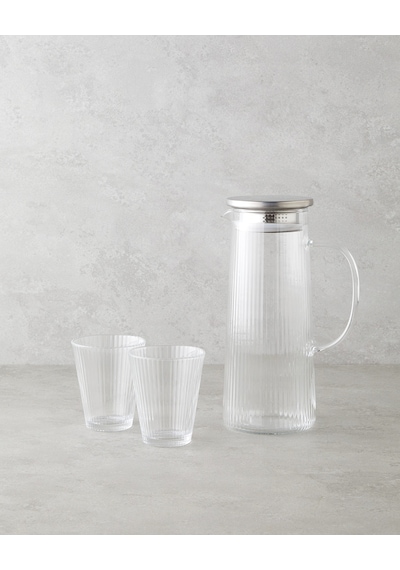 English Home Ripple Cam 3 Parça Su Takımı 1200 Ml + 220 Ml Şeffaf Şeffaf