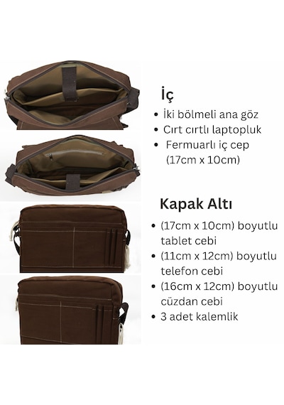 Cappadocia Vintage 4009 Omuz Postacı Kahverengi 15.6 Laptop Çanta Kahverengi