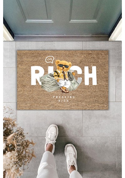 Rugmood Modern Dijital Baskı Paspas - Dolar, Para Paspas - Kapı Önü Paspası 70x45cm Kahverengi
