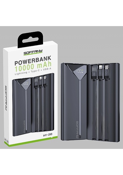 Hy-210 10.000 Mah Powerbank 22.5w Type-c + Lightning + Usb Çıkış Siyah