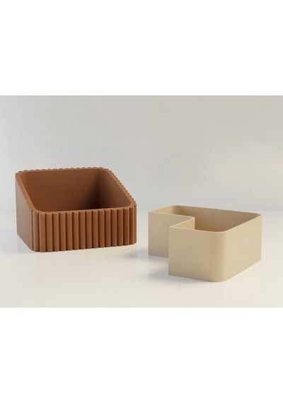 3d Baskı Fıstık Kasesi - Çift Hazneli Kabuk Ayırıcı Sunum Kasesi - Kahverengi Bej Çok Renkli