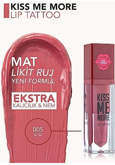 Kiss Me More Yüksek Pigmentli & Mat Bitişli Nemlendirici Likit Ruj 0 95700459