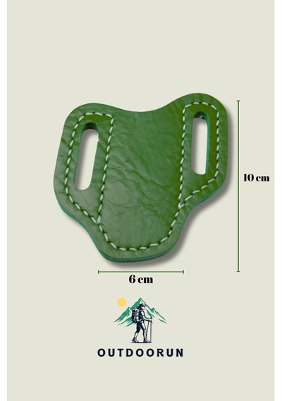 Outdoorun Haki Deri Kemer Aparatlı Kamp Çakı Kılıfı