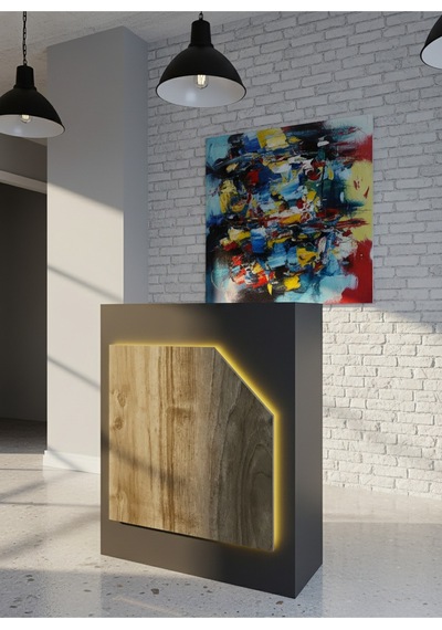 Resital Ledli Karşılama Bankosu G-90 Cm Ofis Kasa Resepsiyon Masası Banko-002-4-2