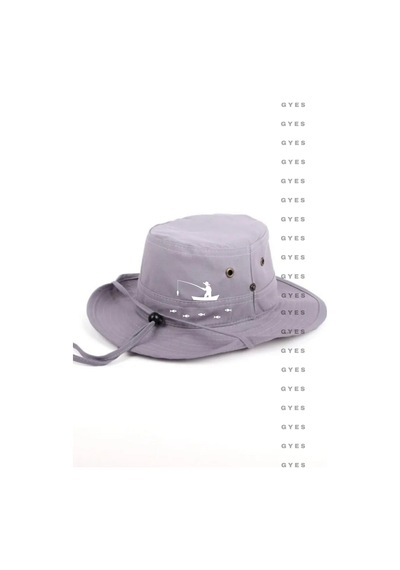 Caxis Safari Balıkçı Baskılı Şapka Unisex Katlanabilir Standart Beden Gri