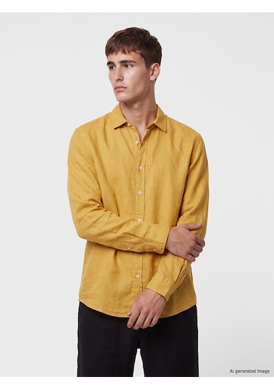 Lcw Vision Sarı Regular Fit %100 Keten Erkek Gömlek