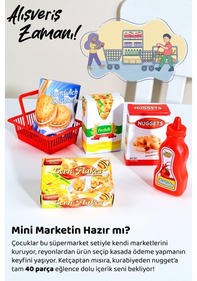 40 Parça Yazar Kasa Alışveriş Seti - Aksesuarlı Market Seti Eğitici Öğretici Oyuncak
