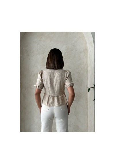 Verymoda Önden Bağlamalı Nakışlı Bluz D2788 Taş