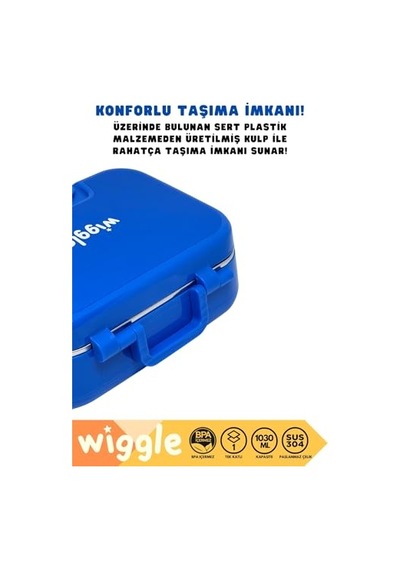 Bento 1030ml Lunchbox Tek Katlı 2 Bölmeli Paslanmaz Çelik Sefer Tası Yemek Kutusu Çok Renkli