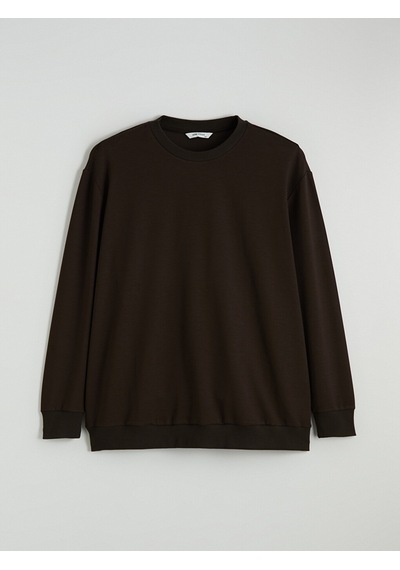 Lcw Vision Kahverengi Bisiklet Yaka Erkek Sweatshirt