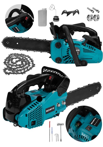 Schatz 25cc Mini Benzinli Testere Ağaç Odun Dal Budama Ve Kesme Testeresi Hızar Motoru 35cm Testere Mavi