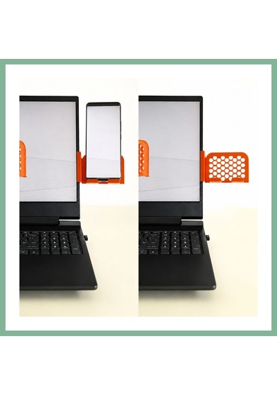 Bşkvirgo 3d Baskı Monitor Telefon Tutucu - Petek Desenli Laptop Kenar Telefon Tutucu-turuncu Bsk2026 Standart