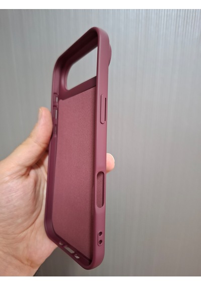 Apple Uyumlu iPhone 17 Air Logolu İçi Kadife Silikon Lansman Kılıf Bordo