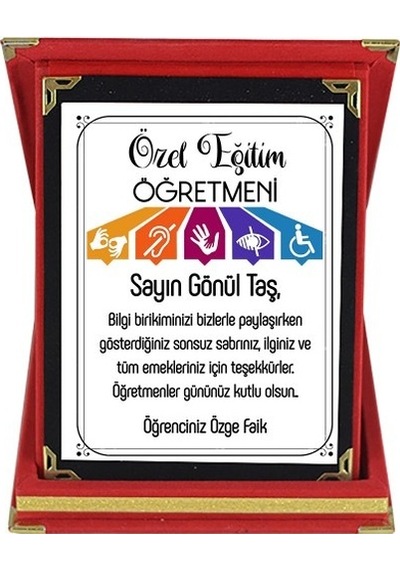 Özel Eğitim Öğretmenine Hediye Isim Baskılı Plaket