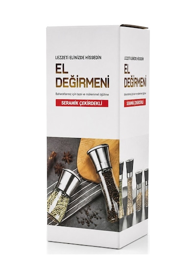 İbico İ22-409 Hand Grinder Tuz Ve Baharat Öğütücü - Büyük Boy Cam Hazneli Krom Belli
