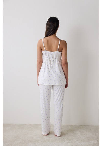 Penti Lana Printed Pantolon Kırık Beyaz Pijama Takımı