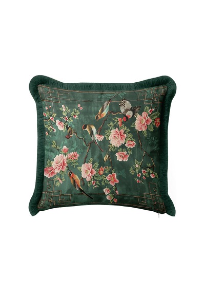 Egzotik Kuşlu Çiçekli Vintage Tasarımlı Saçaklı Yastık Kılıfı - Pembe Gri Püsküllü Kırlent Kılıfı Puslu Sahil Nektar Egzotik Kuşlu Çiçekli Vintage Tasarımlı Saçaklı Yastık Kılıfı - Pembe Gri Püsküllü Kırlent Kılıfı Puslu Sahil Nektar