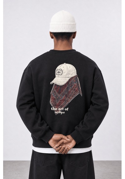 Respire Erkek The Art Of Patch Detaylı Oversize Sweatshirt Siyah