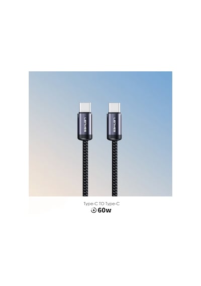 Lenyes Lc537 Type-c To Type-c Hızlı Şarj Özellikli Örgülü Data Ve Şarj Kablosu 60w 1m Siyah