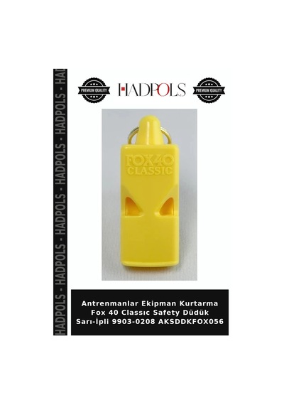 Antrenmanlar Ekipman Kurtarma Fox 40 Classıc Safety Düdük Sarı-ipli 9903-0208 Aksddkfox056
