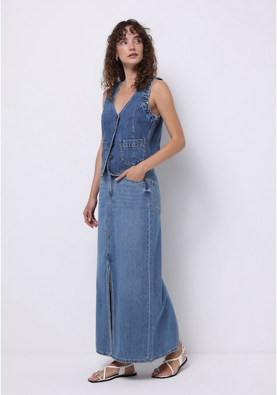 Colin's Colins Slim Fit Düz Düğmeli Kadın Mavi Etek Cl1075299 Q1.v1 Dn44400 Denim