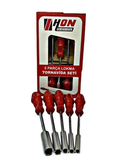 Tedar 5 Adet Lokma Anahtar Tornavida 6/7/8/10/13/mm Metal Altıgen Najmaddin