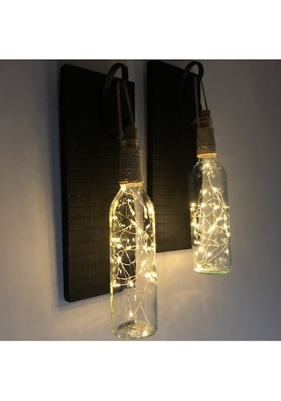 Siyah Led Işıklı Duvar Aplik 2li Çok Renkli