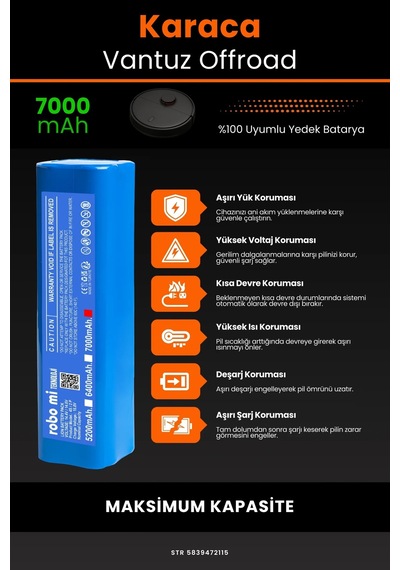 Karaca Vantuz Offroad 7000mah Robot Süpürge Bataryası