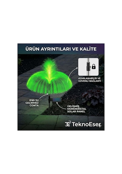 Solar Hint Çiçeği Led Bahçe Işığı - Fiber Optik Renk Değiştiren Dış Mekan Dekoratif Aydınlatma