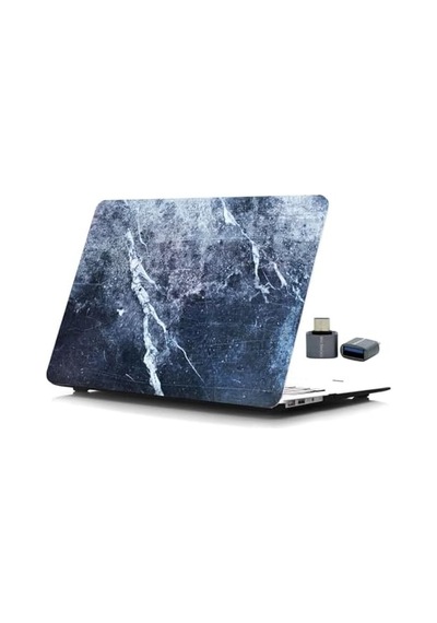Macbook Pro 15 Mermer Desenli Kılıf A1707 A1990 Uyumlu Baskılı Sert Kılıf İnce Hafif Koruyucu Kapak Mavi