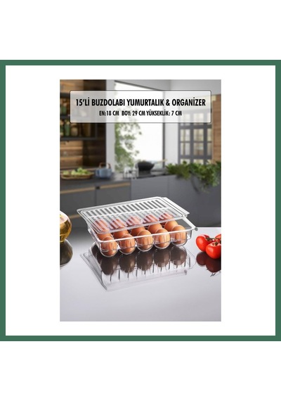 En-cag 15 Li Buzdolabı Kapaklı Yumurtalık & Buzdolabı Organizeri Bss Çok Renkli