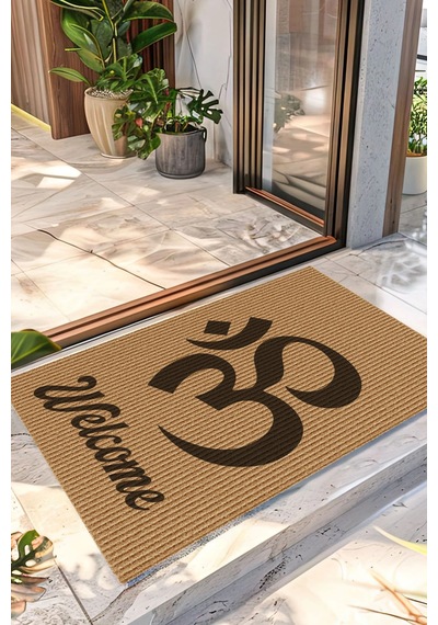 Decovetro Kapı Önü Halı Paspas Yoga Welcome Om Aum Baskılı 40 X 60 Cm Çok Renkli