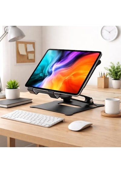 Ayarlanabilir Katlanabilir Tablet Standı 370g Paslanmaz Çelik Tablet Tutucu, Açı Ayarlı, Portatif Masaüstü Tabl Çok Renkli