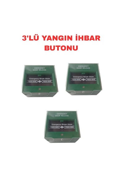 Sarkey Sr-704 Yangın İhbar Kır Bas Butonu Tekrar Kullanılabilir Yüzeye Montaj Acil Durum Alarm Butonu 3 Adet