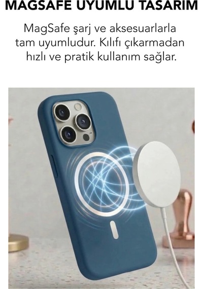 Apple İphone 15 Pro Max Uyumlu Magsafe Lansman Silikon Kılıf Lacivert
