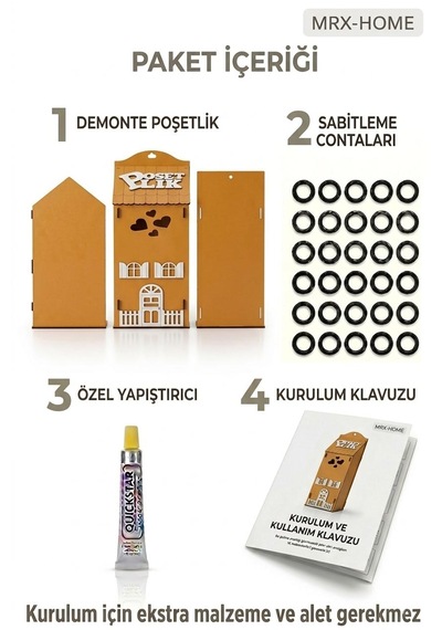 Mrx -home Dekoratif Poşetlik Duvara Asılabilir & Tezgah Üstü Mutfak Organizer Turuncu