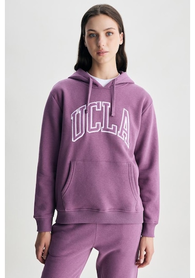Ucla Rıley Mor Kapüşonlu Nakışlı Standard Fit Kadın Sweatshirt Mor